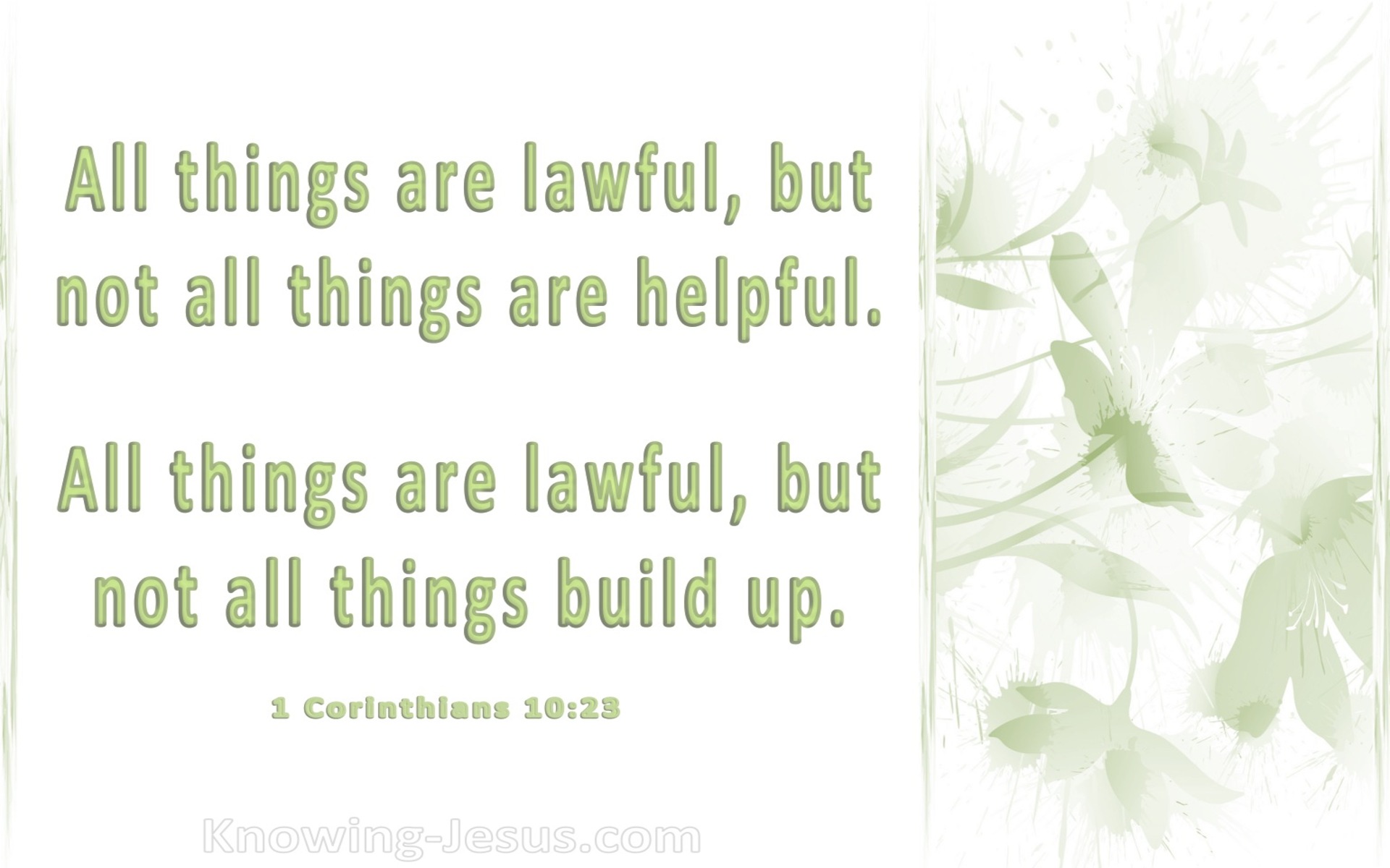 1 Corinthians 10:23 All Things Are Lawful (sage)